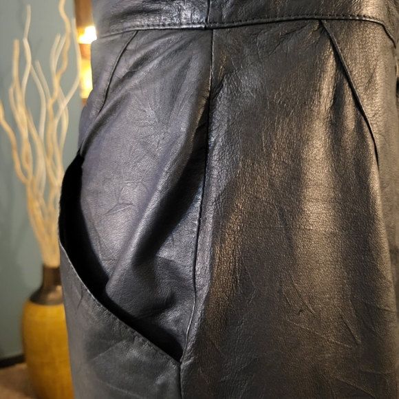 Leather Vtg 90s Winlit Pencil Skirt in Black - Picture 3 of 10